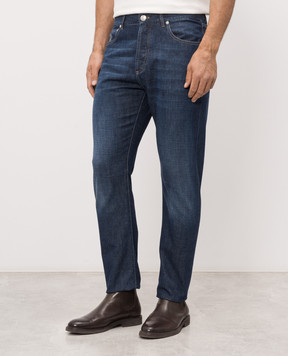 Brunello Cucinelli Blue jeans with logo patch and emblem ME645X1290