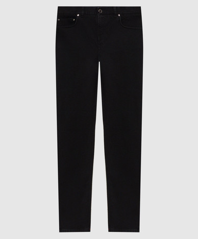 Black jeans with logo patch