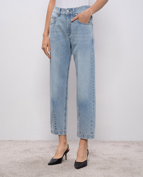 Brunello Cucinelli Blue jeans with a monil chain MA095P5976