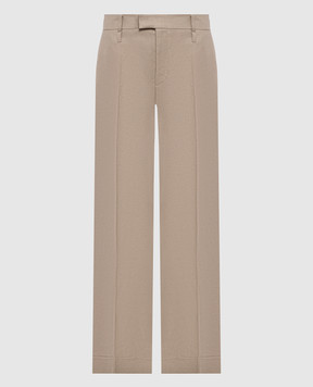 Brunello Cucinelli Beige linen trousers with lapels MH527P8492