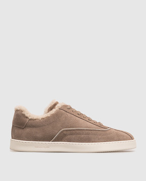 Fabiana Filippi Brown suede sneakers with fur ASD226A992M542