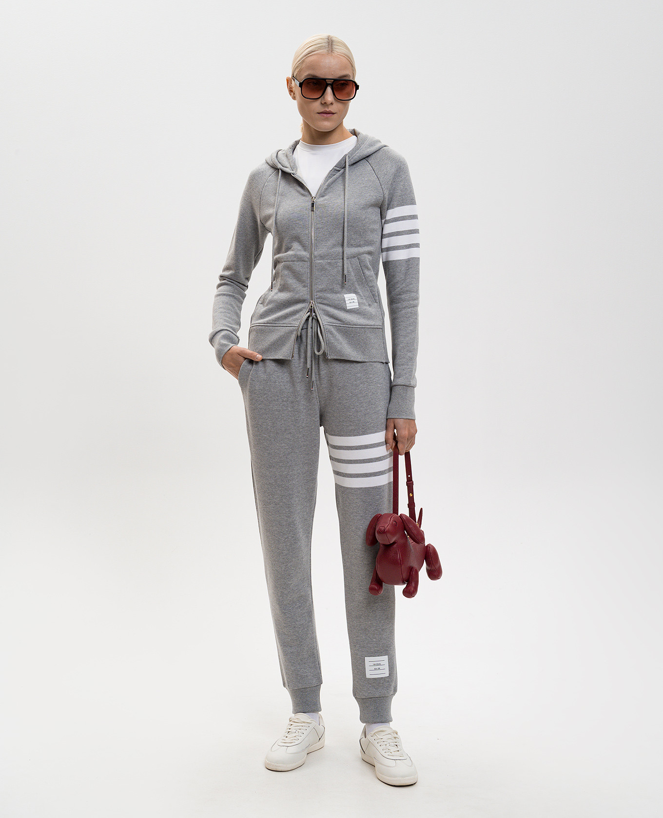 

Grey joggers with branded stripes Thom Browne