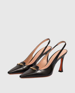 Santoni Black leather slingbacks WDTV72113HA2NWLN
