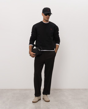 Ami Paris Black sweatshirt with embroidered emblem BFUSW035730m