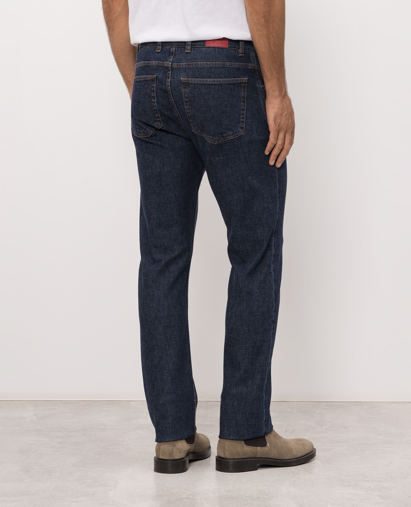 Blue jeans with logo patch ISAIA 3