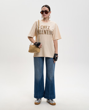 Valentino Beige T-shirt with a patch 8B3MG26AA5J