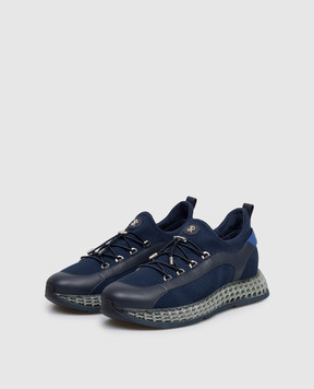 Stefano Ricci Blue combination sneakers with textured logo UR88G6673TSWY