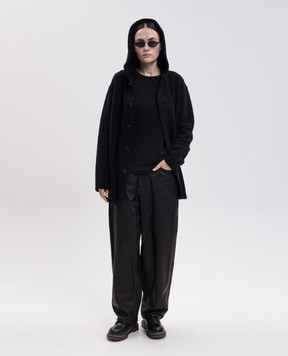 Y`S Yamamoto Black cardigan with wool YWT03160