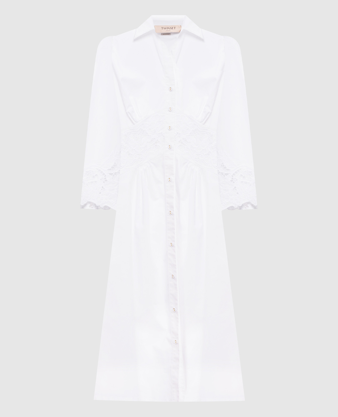 

White shirt dress with broderie embroidery Twinset