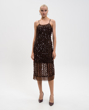 3.1 Phillip Lim Brown midi dress with sequins F25290994SQI