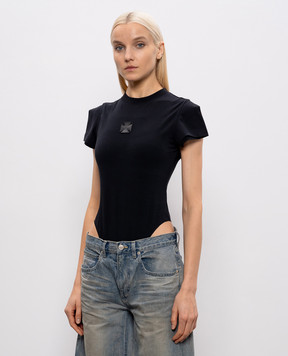 Vetements Black bodysuit with brand patch WE76BD537B