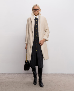 Yves Salomon Reversible ivory sheepskin coat 21WYM60504MESI