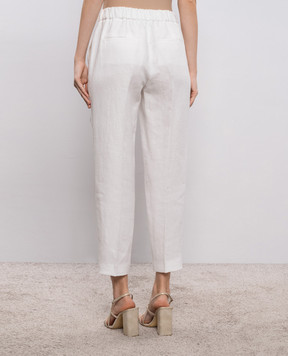 Peserico White linen pants with monil chain A0407202606