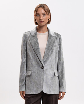 Peserico Green corduroy jacket with monil chain A0170401597