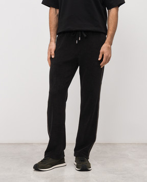 Dolce&Gabbana Black terrycloth sweatpants with logo GP1Q9ZHU7XG