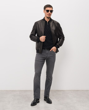 Stefano Ricci Black leather bomber jacket M7J6100262NPNUV5