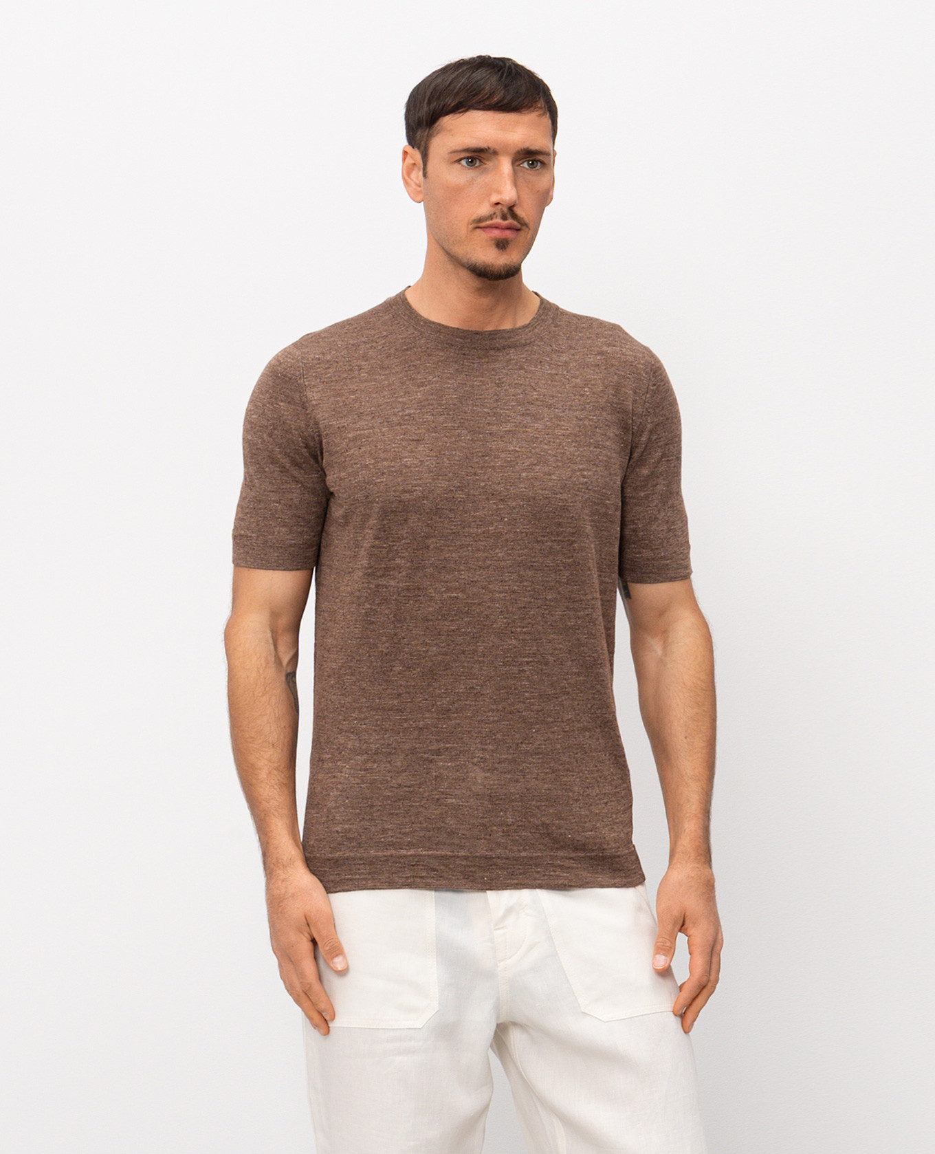 Brown linen t-shirt Brunello Cucinelli 3