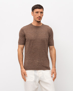 Brunello Cucinelli Brown linen t-shirt M2L00340