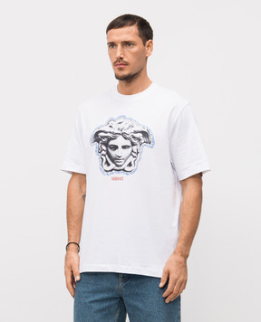 Versace White T-shirt with logo print 10133021A16753