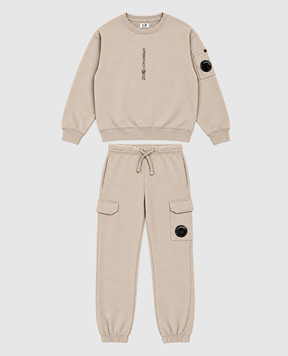 C.P. Company Children's gray tracksuit with logo print CUK009LCA761014