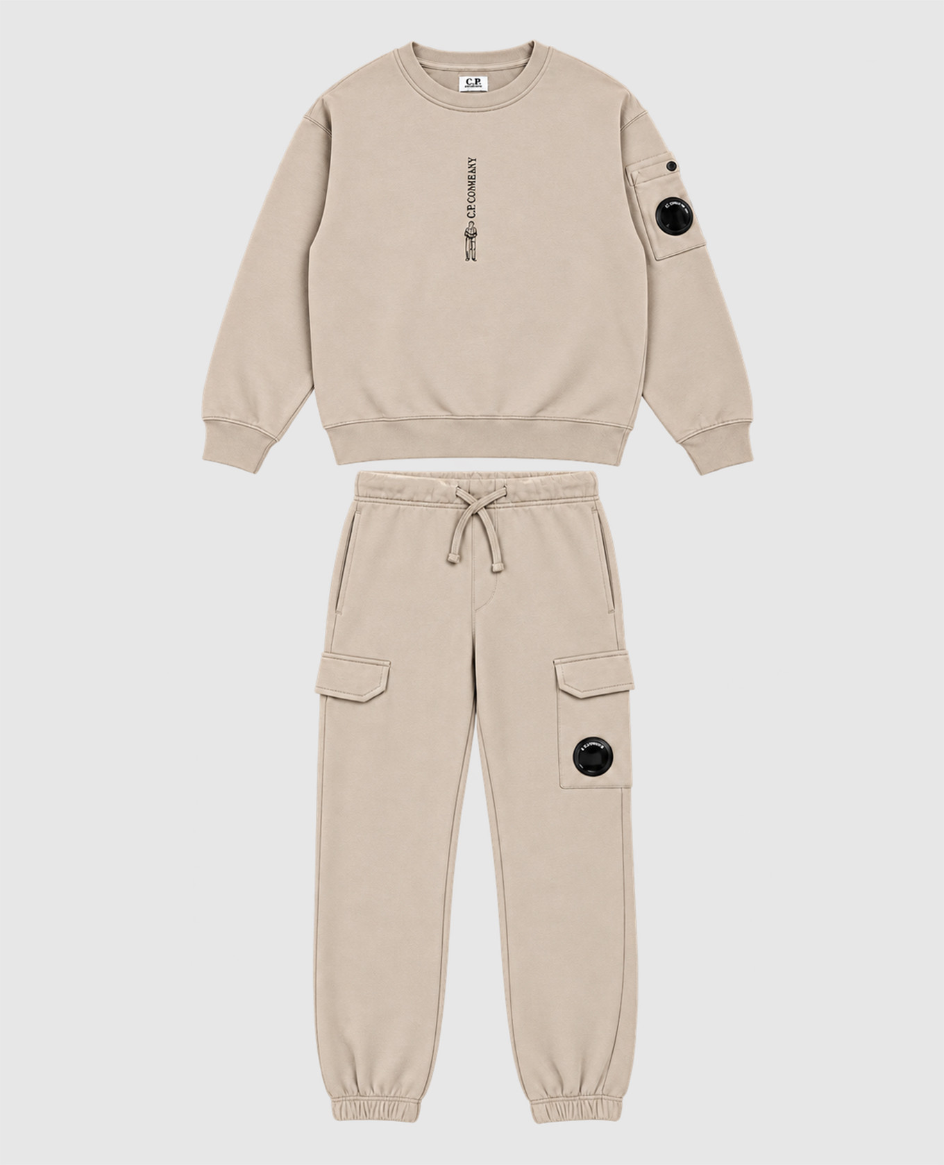 Children's gray tracksuit with logo print