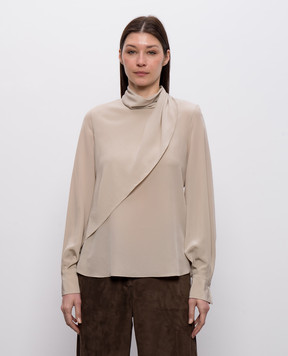 Brunello Cucinelli Beige silk blouse with layering effect MP993B1U14