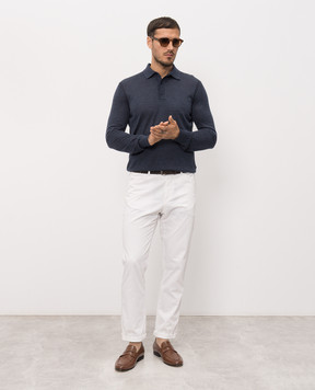 Stefano Ricci Blue cashmere and silk polo shirt K606125P03F26302