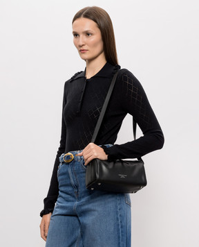 Christian Villa Black leather bag with logo print 06663NERO