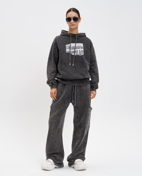 Off-White Grey News Regular Hoodie with Print 2BB035F25FLE005