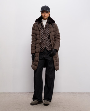 MooRER Brown VETIVER down jacket with rabbit fur VETIVERS3