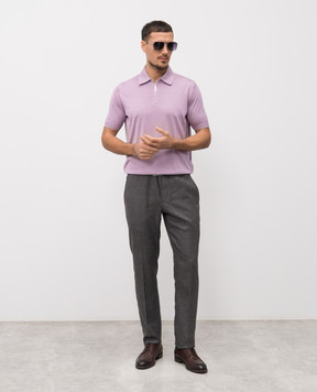 Stefano Ricci Grey linen, wool and silk trousers with emblem M1T6100018B127HA