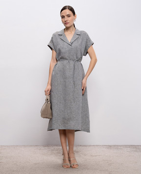 Peserico Gray linen midi dress S02412A02600