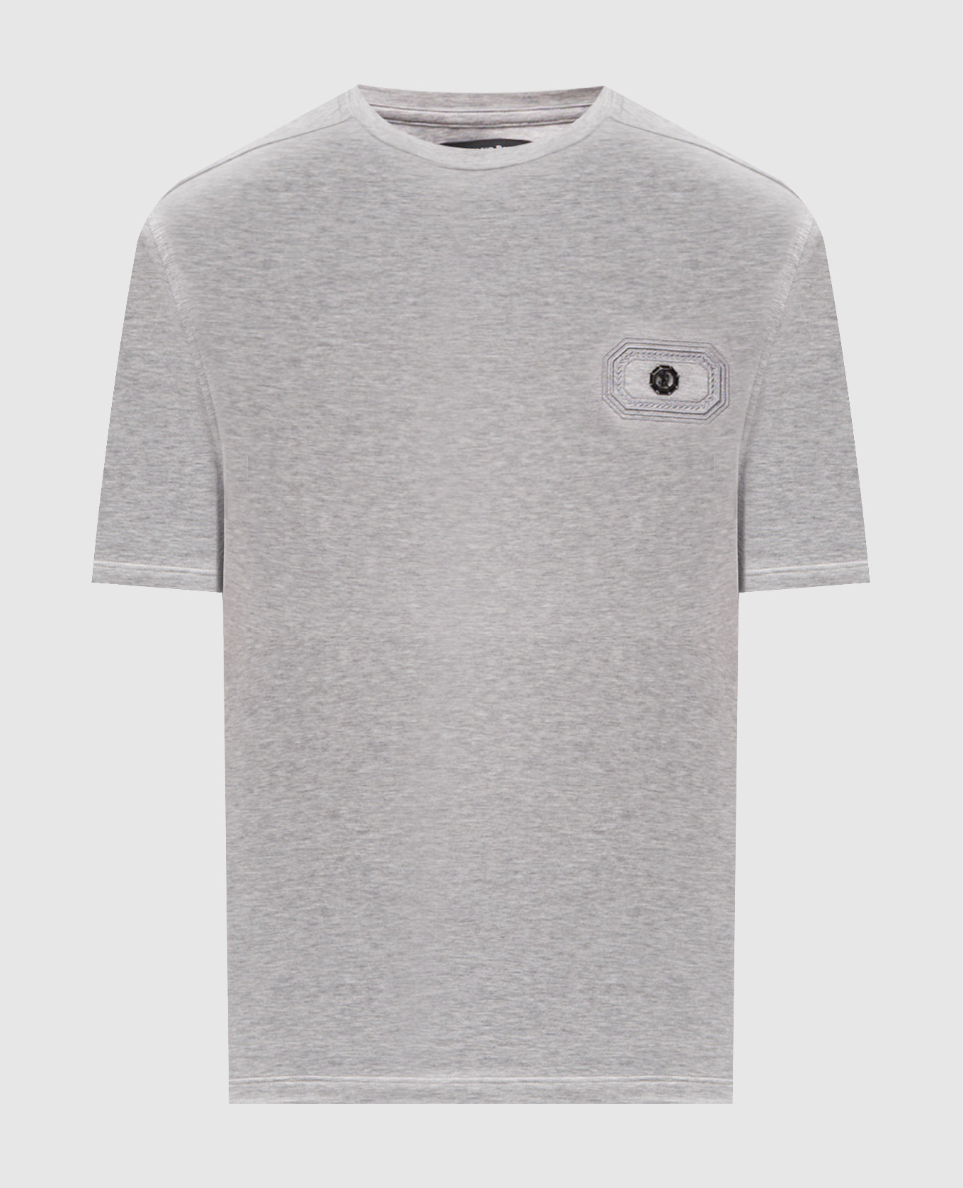 Grey melange T-shirt with embroidered logo