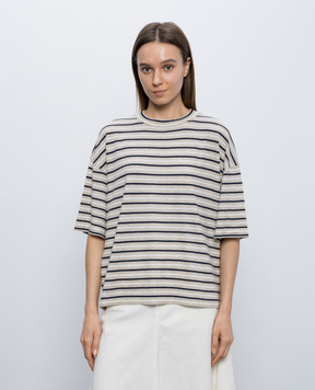 Brunello Cucinelli Beige striped cashmere T-shirt M9A849210