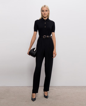 Max Mara Black POMPOSA polo shirt with silk and cashmere SMMPOMPOSA