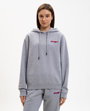 Off-White Grey melange hoodie with logo embroidery 2BB035S26FLE001
