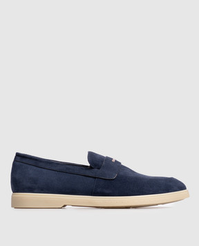 Stefano Ricci Blue suede loafers with textured logo UC62G2466SDP