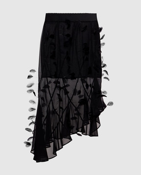 The Attico Black skirt with feathers 261WCS00329PAA085FS