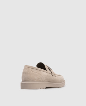 Brunello Cucinelli Beige suede loafers with monil chain MZSFG2370