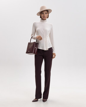 Twinset Burgundy pants with textured logo 262TF2011