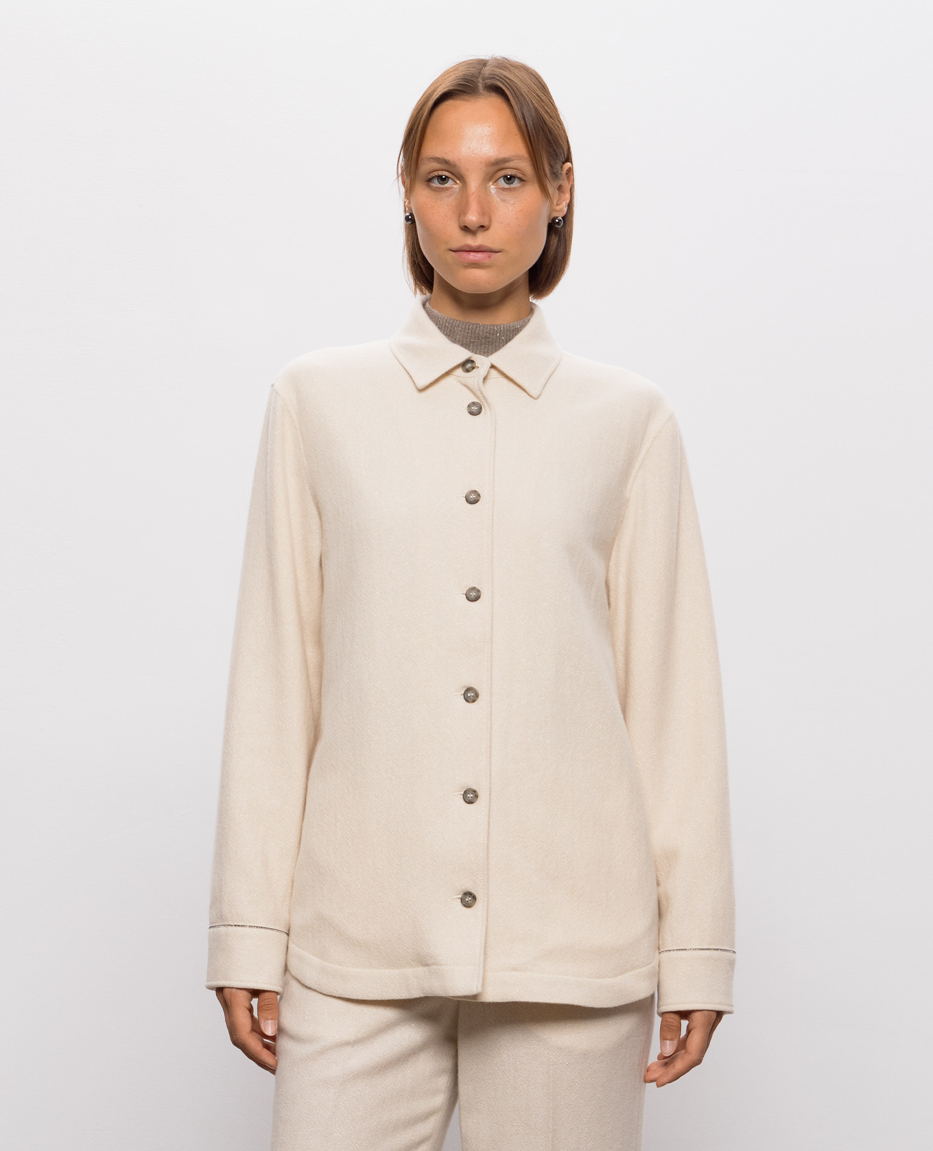 Beige wool shirt with lurex Peserico 3