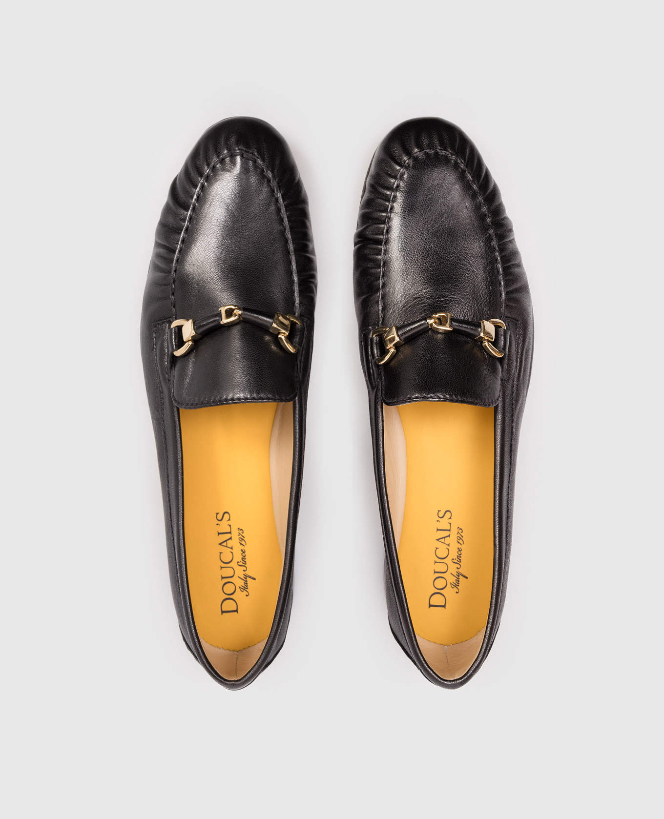 Black leather loafers with logo Doucal's 4