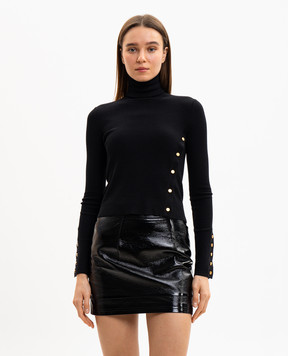 Palm Angels Black ribbed wool and silk golf PWHF027F23KNI001