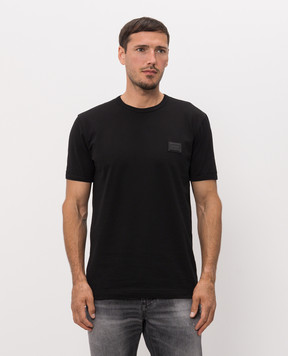 Dolce&Gabbana Black T-shirt with textured patch G8PV1TG7Q1Q