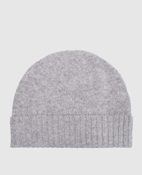 Allude Gray cashmere hat with lapel 26511245
