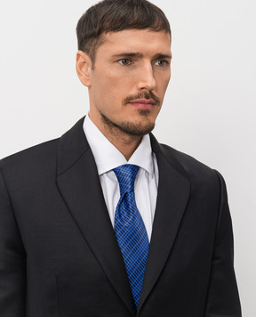 Stefano Ricci Blue silk tie with geometric pattern CH29042
