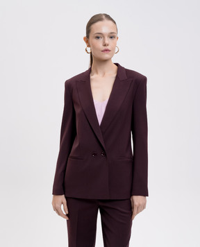 Twinset Burgundy double-breasted wool jacket with logo 252TT2128