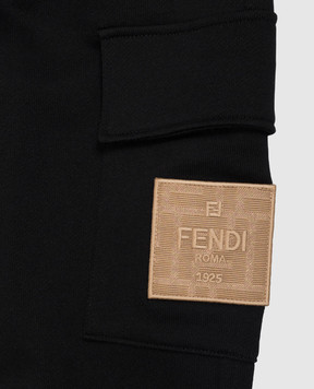 Fendi Kids' black cargo joggers with patch JUF1715V0