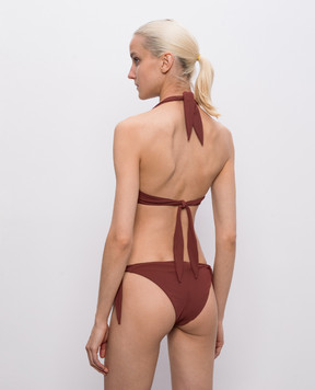 Brunello Cucinelli Brown swimsuit bodice with monil chain MQ965VS479