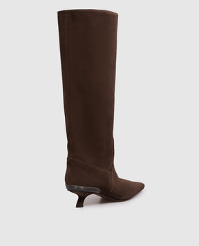 Brunello Cucinelli Brown suede boots with monil chain MZSFC3353P